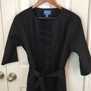 Simply Vera Dress Coat with Waist Tie Belt - Black